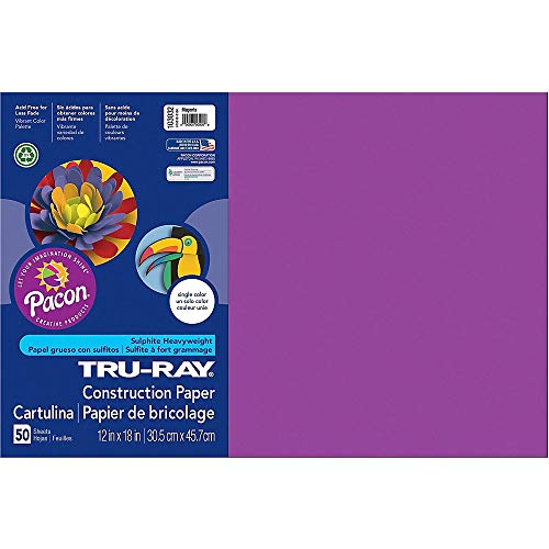 Pacon 103032 Tru-Ray Construction Paper, 76 lbs., 12 x 18, Magenta, 50 Sheets/Pack