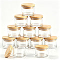 Clear 4oz Glass Candle Jars with Bamboo Lids 12-Pack - Reusable Candle Containers