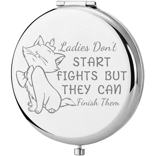 TGBJE Ladies Don¡¯t Start Fights But They Can Finish Them Pocket Mirror Cartoon Cat Gift (Ladies Fights Mirror)