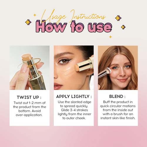 Foundation Stick with Brush - Waterproof Concealer, 6 Shades