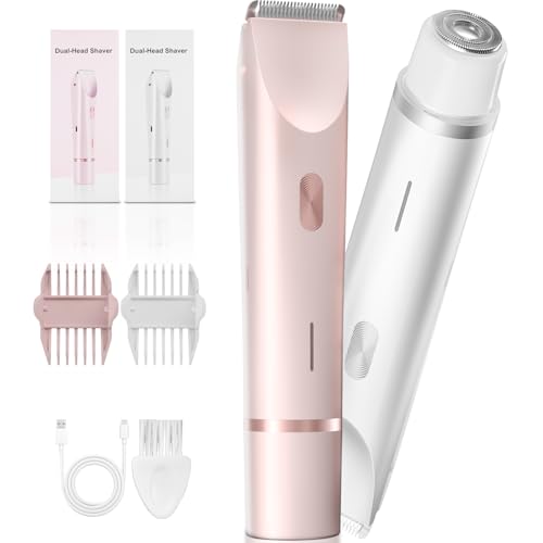 Bikini Trimmer for Women ? Gentle Electric Razor for Sensitive Areas, Waterproof USB-C Rechargeable Shaver for Body & Face, Stocking Stuffers Holiday Gift (Petal Pink + Pearl White)