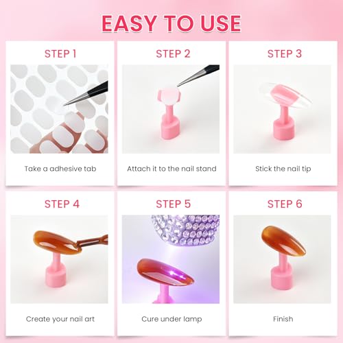 ANGNYA Non-Magnetic Nail Stand for Press-On Nails with 200 Tapes