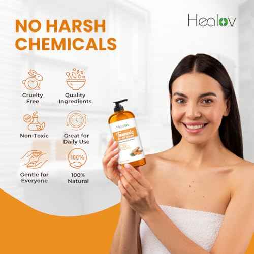 Turmeric Body Wash ? Skin Brightening Soap for Dark Spots, Hyperpigmentation ? Exfoliating Turmeric Face Wash Reduces Acne, Scars, & Cleanses Skin ? Natural Bath Liquid Soap