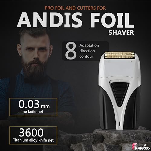 for Andis Foil Shaver Replacement Foil TS1 17220 TS2 17200 Electric Razor, Hypoallergenic Gold Foil Shaver Blades Replaces 17155 17280 Pro Foil and Cutters Shavers (5 Pack)