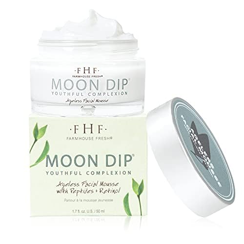 FarmHouse Fresh Moon Dip Peptide Moisturizer for Face with Retinol & Collagen, Hydrating Mousse & Firming Cream for Anti-Aging, 1.7 oz.