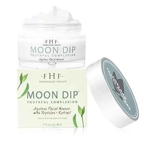 FarmHouse Fresh Moon Dip Peptide Moisturizer for Face with Retinol & Collagen, Hydrating Mousse & Firming Cream for Anti-Aging, 1.7 oz.
