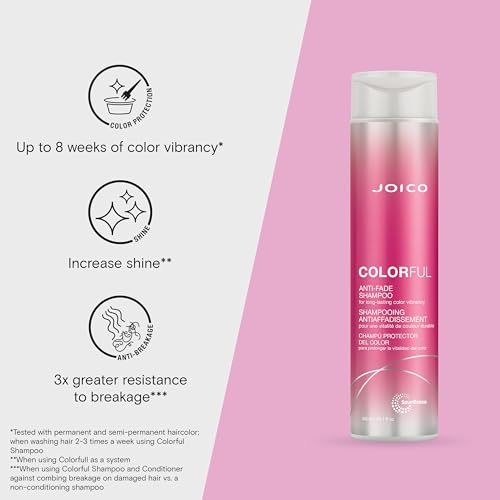 Joico Colorful Anti-Fade Shampoo and Conditioner | For Color-Treated Hair | Preserve Hair Color & Vibrancy Long-Term | Boost Shine & Reduce Breakage | With Camellia Oil & Pomegranate Extract