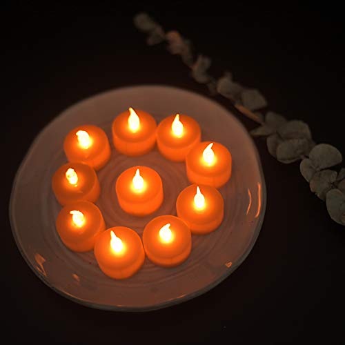 Tappovaly Battery Operated LED Tea Lights:24 Pack Flameless Votive Candles Lamp Realistic and Bright Flickering Long Lasting 150Hours for Wedding Holiday Party Home Decoration (24 Pack Orange)