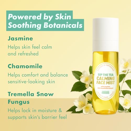 Handmade Heroes Sip The Tea Calming Face Mist Serum ? Hydrating Facial Spray with Chamomile, Jasmine & Hyaluronic Acid ? Vegan, Alcohol Free Formula for Dewy, Refreshed Skin ? 2.2 fl oz