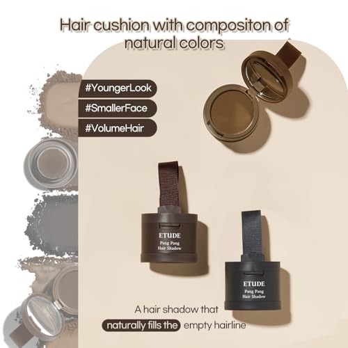 ETUDE Hair Pang Pang hair powder for men and women, Dark Brown, Waterproof, for eyebrow colors, Hairline and Thin Hair, Hairline Powder