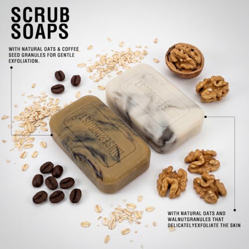 Assorted Rinse & Robust Men’s 4-in-1 Exfoliating & Moisturizing Bar Soap Set - Gift for Dad & Men