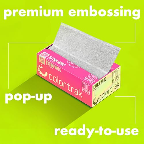 Colortrak Hair Coloring Popup Foil Box - Extra Wide 9-Inch X 10.75-Inch Sheets, Professional and Convenient, Pre-Cut and Easy to Grab During Processing, 500 Sheets Per Box