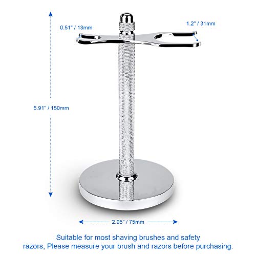 Safety Razor and Shaving Brush Stand, Extra Wide Openings, Wider Base, Manly Look
