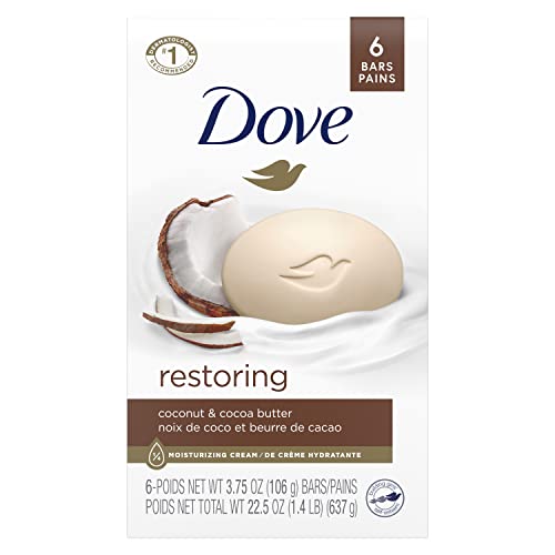 Dove Beauty Bar For Softer Skin Coconut Milk More Moisturizing Than Bar Soap, 3.75 Ounce - 6 Count & Beauty Bar Skin Cleanser for Gentle Soft Skin Care Shea Butter More Moisturizing Than Bar Soap