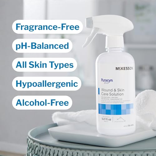 McKesson Puracyn Plus Wound and Skin Cleanser Spray [1 Count] - 16.9 oz Hypochlorous Acid Dermal Wash for Cuts, Burns, Sores, Irritations, Non-Sting First Aid HOCl