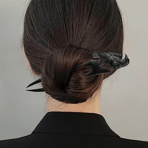 MYAROMA FINDINGS Solid 2-Pack U-Shaped Viking Raven Hair Pins for Thick Hair, French Styling Sticks, Renaissance Accessories