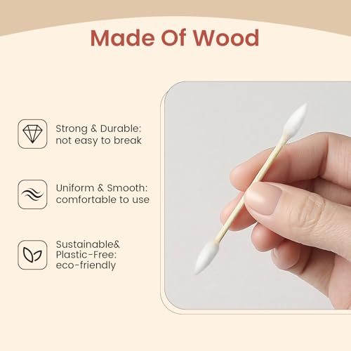 Pointed Cotton Swabs - 1200 Count Bamboo Sticks for Makeup & Crafts