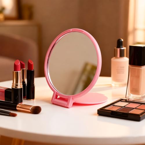 50 Pcs Compact Mirror Bulk, Small Pocket Mirror for Purse Travel Makeup Mirror for Women Girls Daily Use, Party Favors Quinceanera Gift,Pink