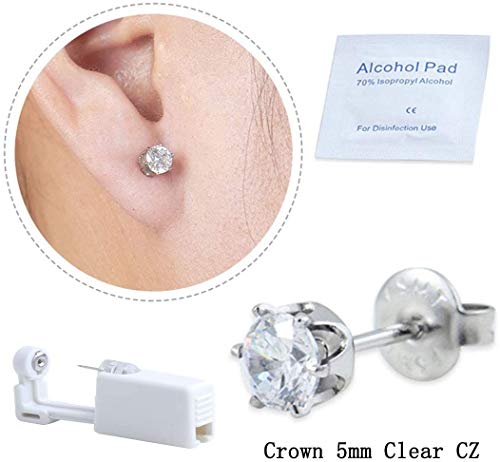 Self Ear Piercing Gun Kit 2 Pack Disposable Ear Piercing Tool No Pain Easy Use with Studs