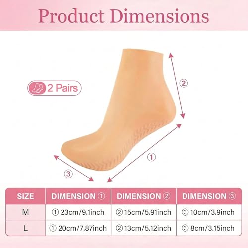 JFRHUDS Nude Silicone Moisturizing Socks for Men & Women Size 9-13 – 2 Pairs