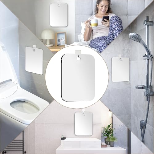 2-Pack Shatterproof Shower Mirror 10.7x8 inch Plexiglass