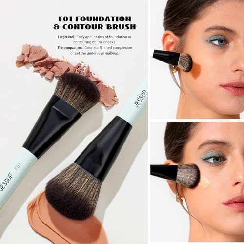 Jessup Face Double Sided Makeup Brushes Set T503 Bundled with Face Makeup Brushes T508