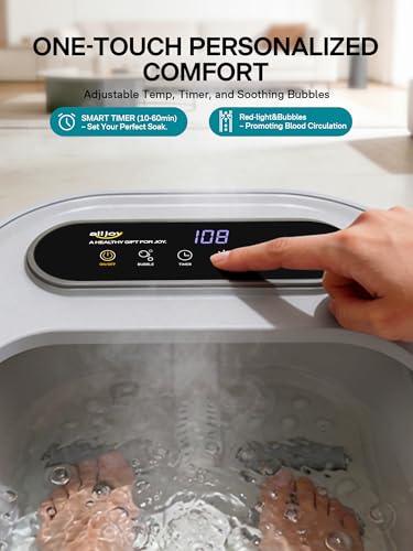 ALLJOY Collapsible Foot Spa with Heat & Bubbles, 6 Rollers