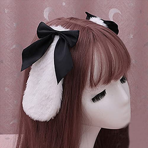 Fxaelian Cosplay Rabbit Bunny Long Ears Headband Hairband Hair Clips Headpeice Halloween Easter Costume Party Headpiece Headwear Hair Accessories White Red