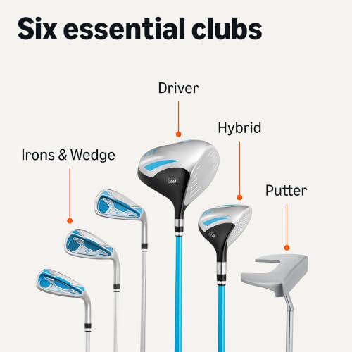 Amazon Basics Golf Club Set with Stand Bag - Right Hand, Blue/Black, Oversized Clubs