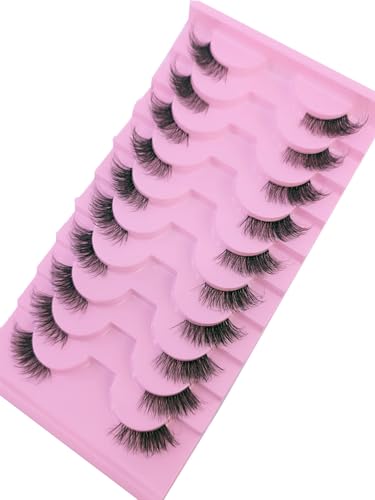 3D Mink Half Lashes 10 Pairs - Natural Short Length, Reusable