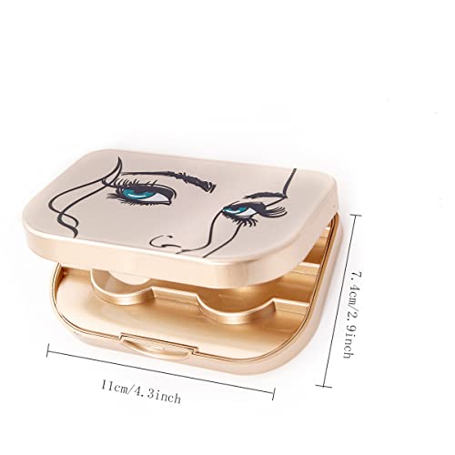 Eyelash Storage Case with Mirror and Tweezers - Gold