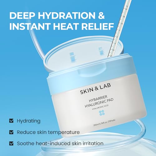 [SKIN&LAB] Hybarrier Hyaluronic Pad, Deep Hydration & Cooling, Stretchable Pads for Dryness & Inner Skin Tightness, 70 Pads