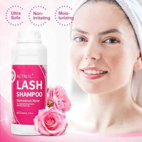 Lash Extension Cleanser Rose 500ml Eyelash Shampoo Lash Cleanser Foam with Salon and Home Care
