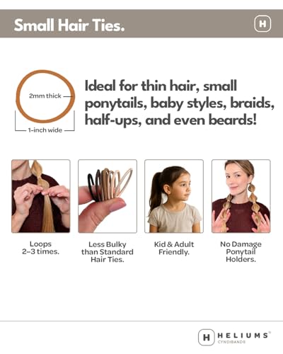 Heliums Small Hair Ties for Kids & Fine Hair - 48 Pack Black