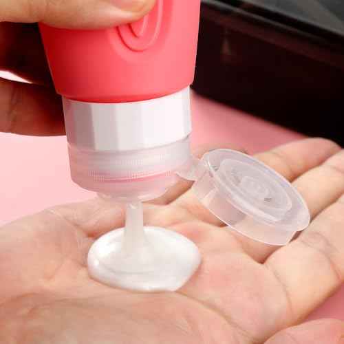 Travel Bottles for Toiletries, Tsa Approved 3oz Travel Size Containers BPA Free Leak Proof Refillable Liquid Silicone Squeezable Travel Accessories for Shampoo Conditioner Lotion (4 Pack)