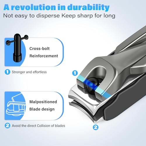 2024 Upgrade Nail Clipper with Catcher - No Splash Nail Clipper Gifts for Men Women, Mess Free Self Collecting for Toenail & Fingernail, Comfort Grip Ultra Sharp Nail Cutter w Catching Storage