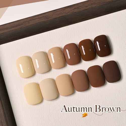 GAOY Nude Brown Gel Nail Polish Set, 6 Colors Beige Chocolate Soak Off UV Light Cure Gel Polish Kit for Salon and Nail Art DIY at Home
