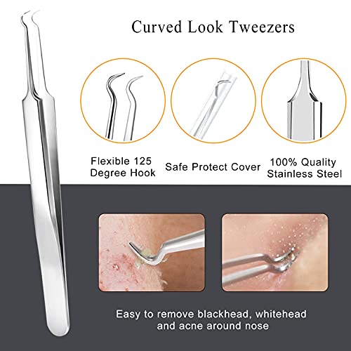 Blackhead Remover Tool Kit - 6 Pcs Pimple Popper with Stainless Steel Case
