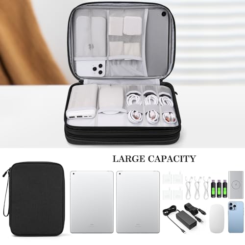 FYY Extra Large Electronic Organizer Bag for iPad & Cables