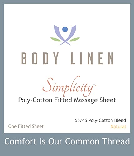 Body Linen Simplicity Poly Cotton Massage Table Fitted Sheets 28-32 Inches - Natural 1 Pack