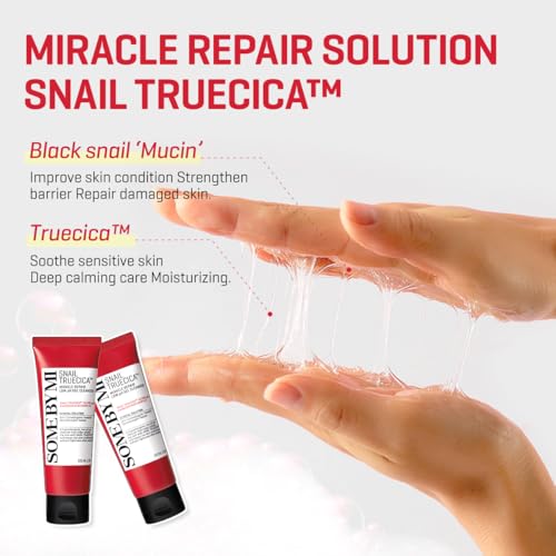 SOME BY MI Snail Truecica Miracle Repair Low pH Gel Cleanser - 3.38Oz, 100ml - Made from Snail Mucin for Sensitive Skin - Daily Face Wash for Deep Cleansing and Skin Moisturizing - Korean Skin Care
