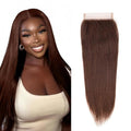 Brown Lace Closure 4x4 HD Transparent 22" Straight Human Hair