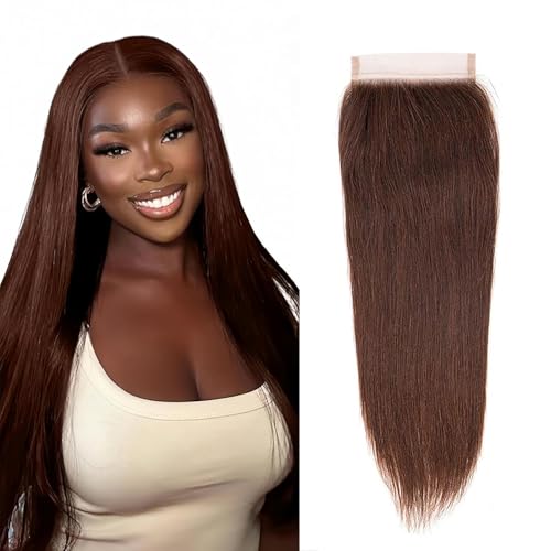 Brown Lace Closure 4x4 HD Transparent 22" Straight Human Hair