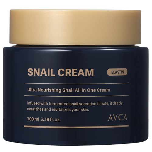 AVCA Snail Mucin Face Cream Moisturizer 100ml(3.38 fl. oz) ? Hydrating Anti Aging Korean Skin Care, Helps Improve Elasticity & Fine Lines with HA & Collagen