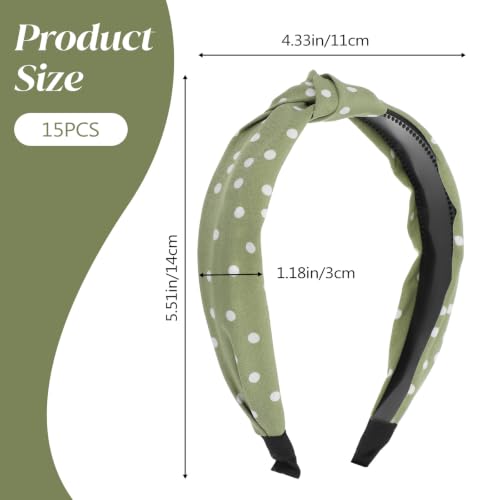 15-Piece Wide Knotted Headbands for Women - Colorful Non-Slip