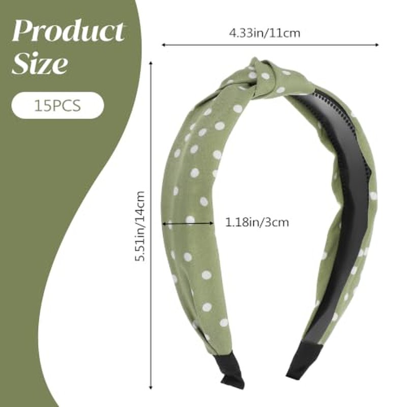 15-Piece Wide Knotted Headbands for Women - Colorful Non-Slip