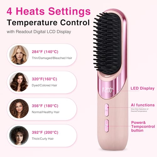 BUFAZO Go Brush Pro Cordless Hair Straightener Brush