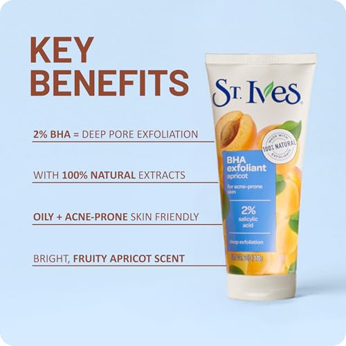 St. Ives Acne Control Apricot Face Scrub with Salicylic Acid, 6 oz (4-Pack)