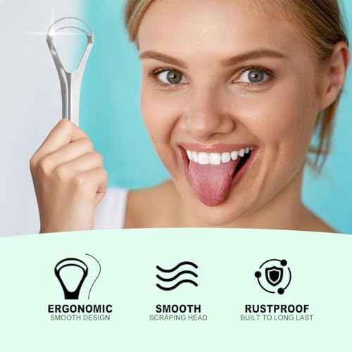 G.CATACC Metal Tongue Scraper for Adults & Kids, Stainless Steel Tongue Cleaner Scrubber for Oral Care - Reduce Bad Breath