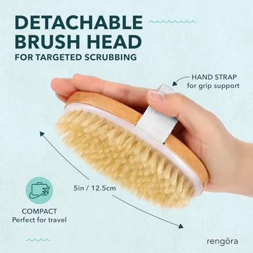 Back Scrubber for Shower - 20" Long Handle Shower Brush - Natural Bristle Back Brush - Ergonomic Handle + Silicone Anti-Slip Grip - Great Gift Idea - Men, Women + Seniors Love This (Regular Bristles)